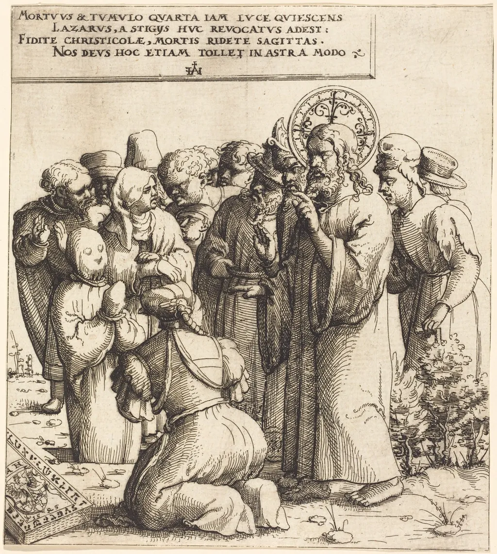The Raising of Lazarus, by Augustin Hirschvogel, ink, 1545