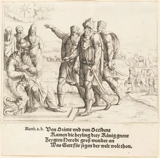 The Three Kings Tell Herod of Christ's Birth, by Augustin Hirschvogel