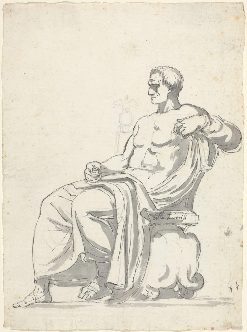The Ludovisi Menander, by Augustin Pajou, ink, 1754