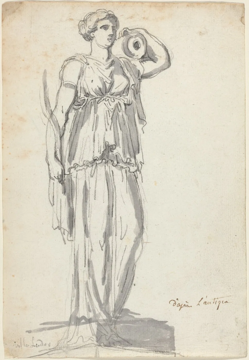 The Ludovisi Water Carrier, by Augustin Pajou, chalk, 1754