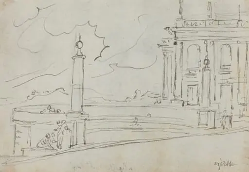 The Ripetta in Rome [verso], by Augustin Pajou