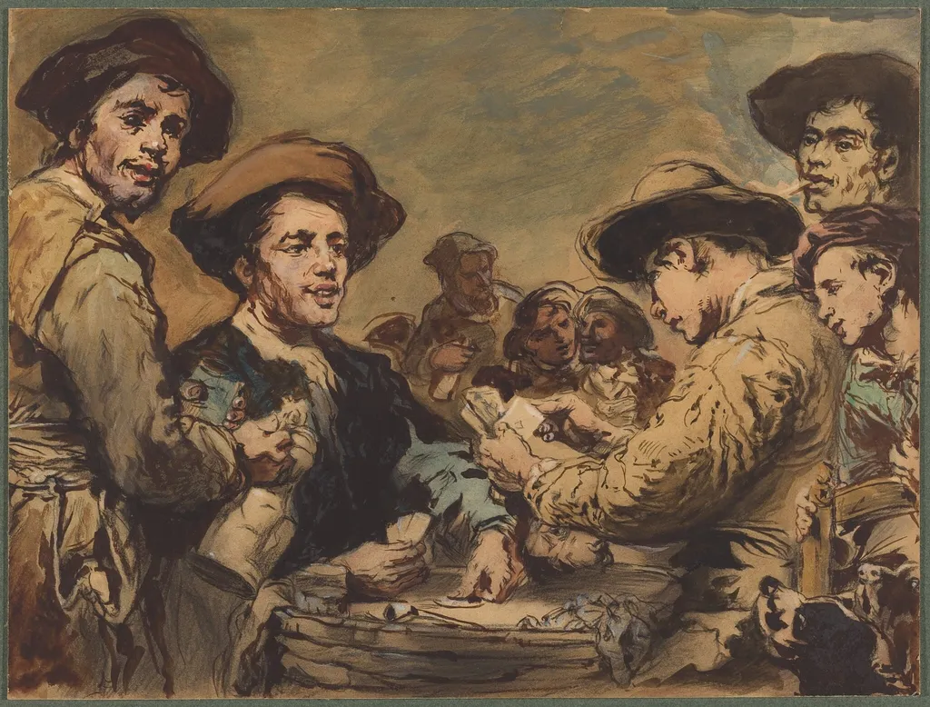 Card Players, by Augustin Théodule Ribot, ink, 1878