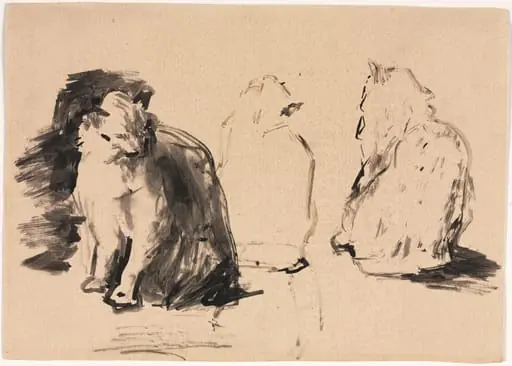 Cats (recto), by Augustin Théodule Ribot
