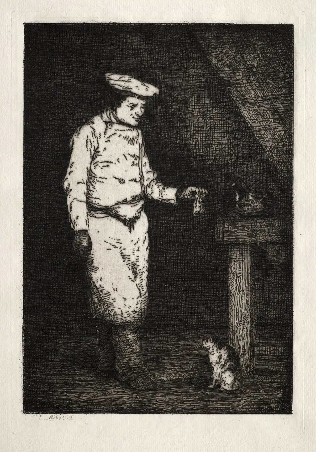 Le déjeuner du chat, by Augustin Théodule Ribot, 1867