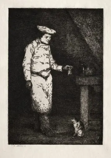Le déjeuner du chat, by Augustin Théodule Ribot