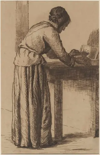 Old Woman Working, by Augustin Théodule Ribot