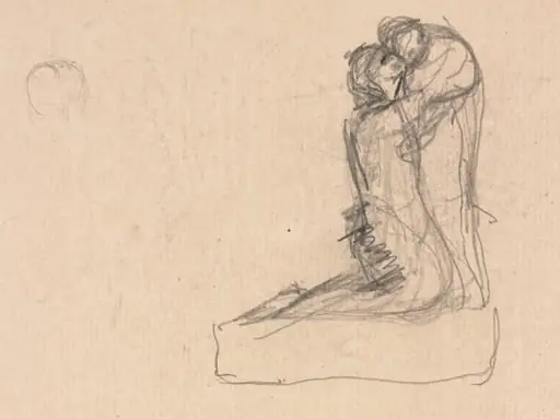 Sketch of Two Figures Embracing (verso), by Augustin Théodule Ribot