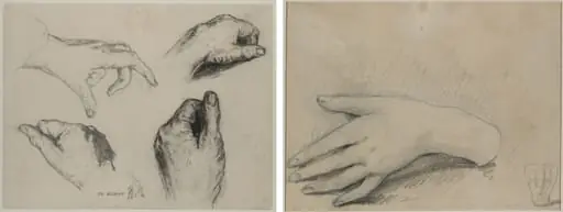 Study of Hands (recto); Study of a Woman's Hand (verso), by Augustin Théodule Ribot