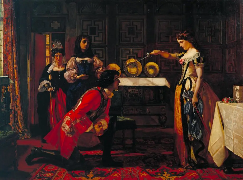 Beatrix Knighting Esmond, by Augustus Egg