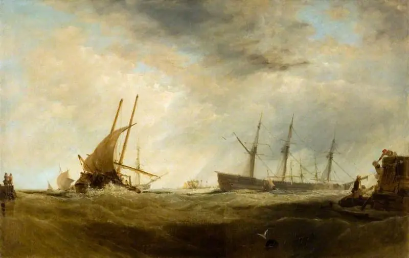 A Brisk Gale: A Dutch East-Indiaman Landing Passengers, by Augustus Wall Callcott