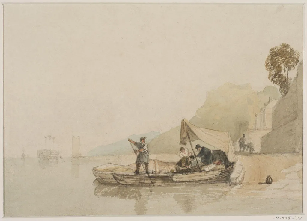 Coastal scene with boats and figures, by Augustus Wall Callcott, 1805