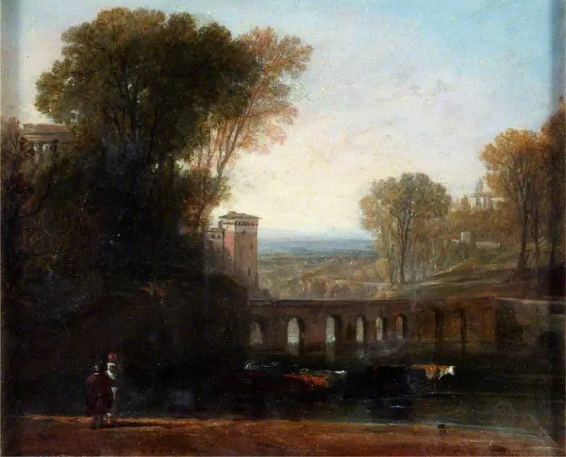 Italian Landscape with Cows Watering, by Augustus Wall Callcott