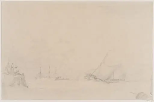 Lugger making for the mouth of a harbour, by Augustus Wall Callcott