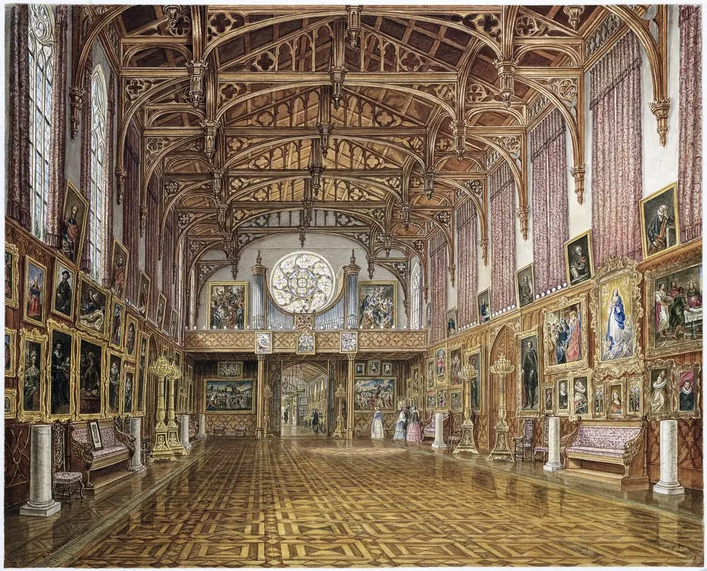 Interior of the Gothic Hall, Kneuterdijk Palace, The Hague, by Augustus Wijnantz, 1846