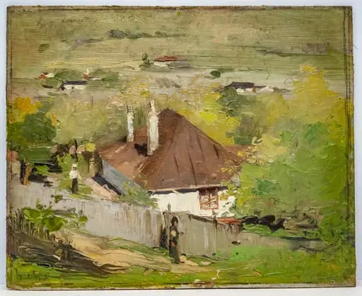 Peisaj cu casa lui Creangă, by Aurel Băeșu