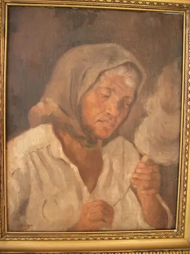 Țărancă torcând, by Aurel Băeșu