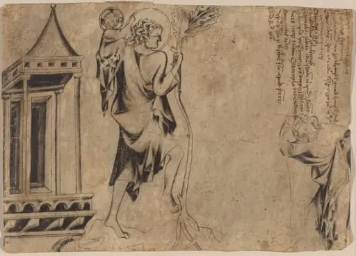 An Aedicule with Two Studies of Saint Christopher, by Austrian 14th Century