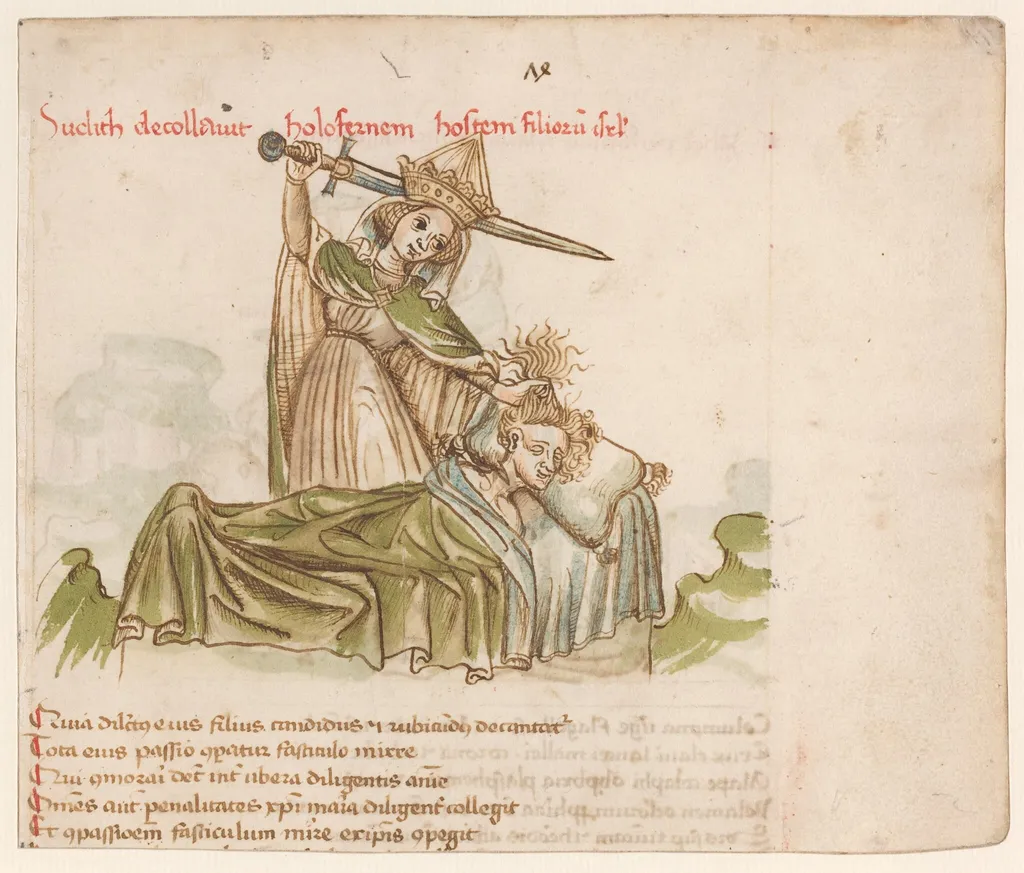 Judith Killing Holofernes, by Austrian 15th Century, ink, 1460