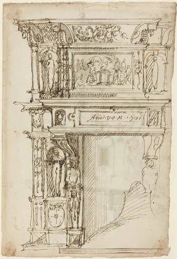 Palatial Mantelpiece with a Scene of Ancient Sacrifice [recto], by Austrian 16th Century