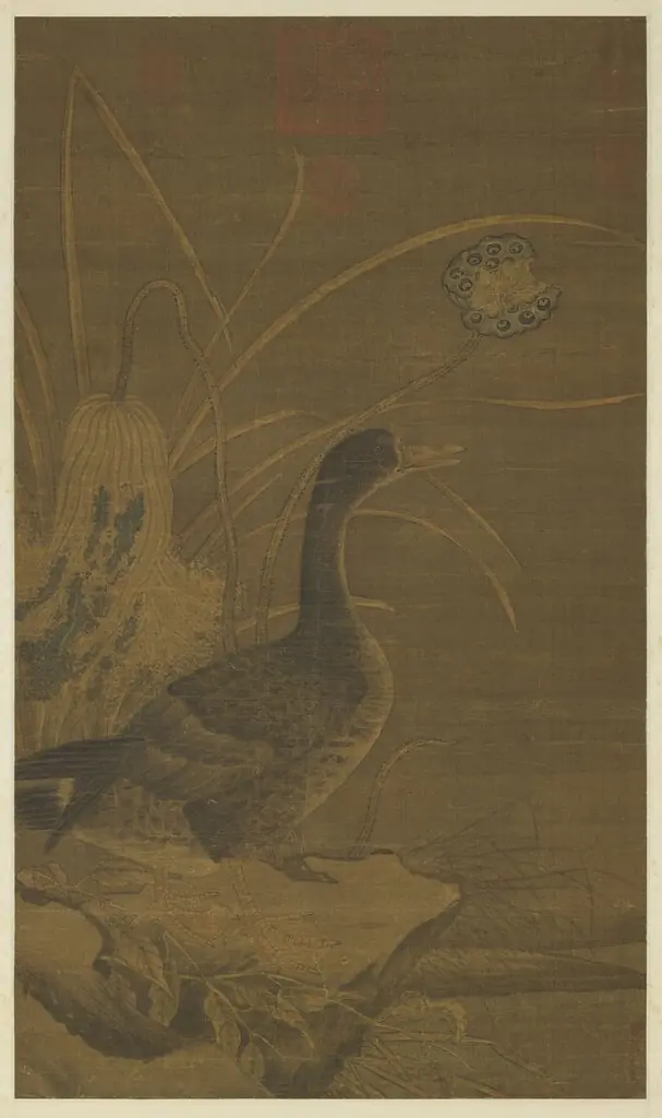 Autumn Lotuses and Wild Goose