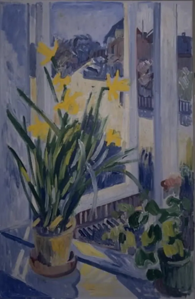 Daffodils in a Window, by Axel Bentzen