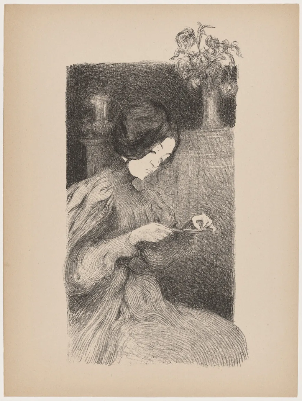 Le solitaire, by B.-A. Neuburger, ink, 1895
