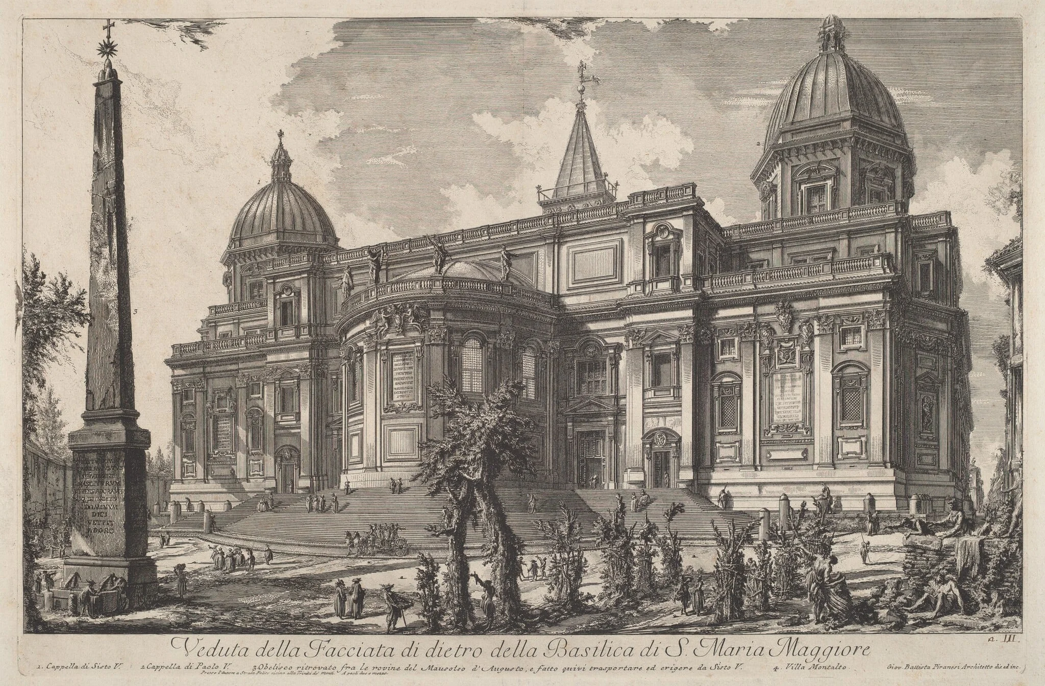 Veduta della facciata di dietro della Basilica di S. Maria Maggiore, detail