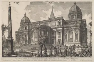 Veduta della facciata di dietro della Basilica di S. Maria Maggiore, by Giovanni Battista Piranesi, ink, 1749