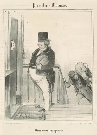 Bien venu qui apporte, by Honoré Daumier, ink, 1840