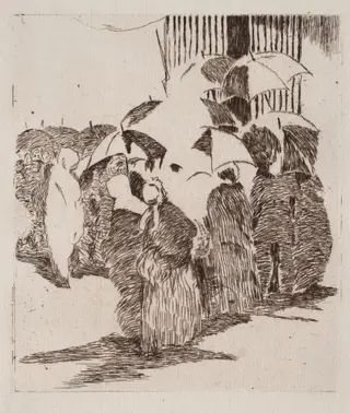 Line in Front of the Butcher Shop, by Édouard Manet, 1870