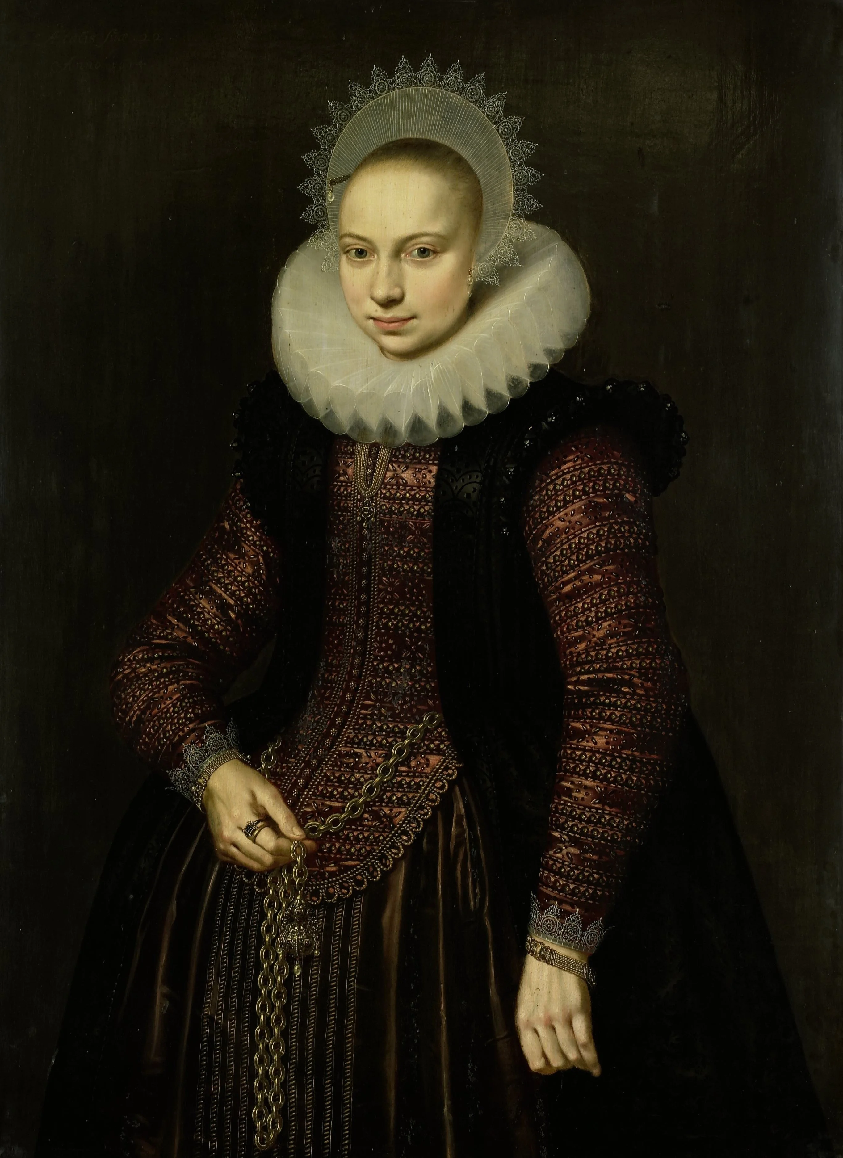 Portrait of Brechtje Overrijn van Schoterbosch (1592-1618), detail