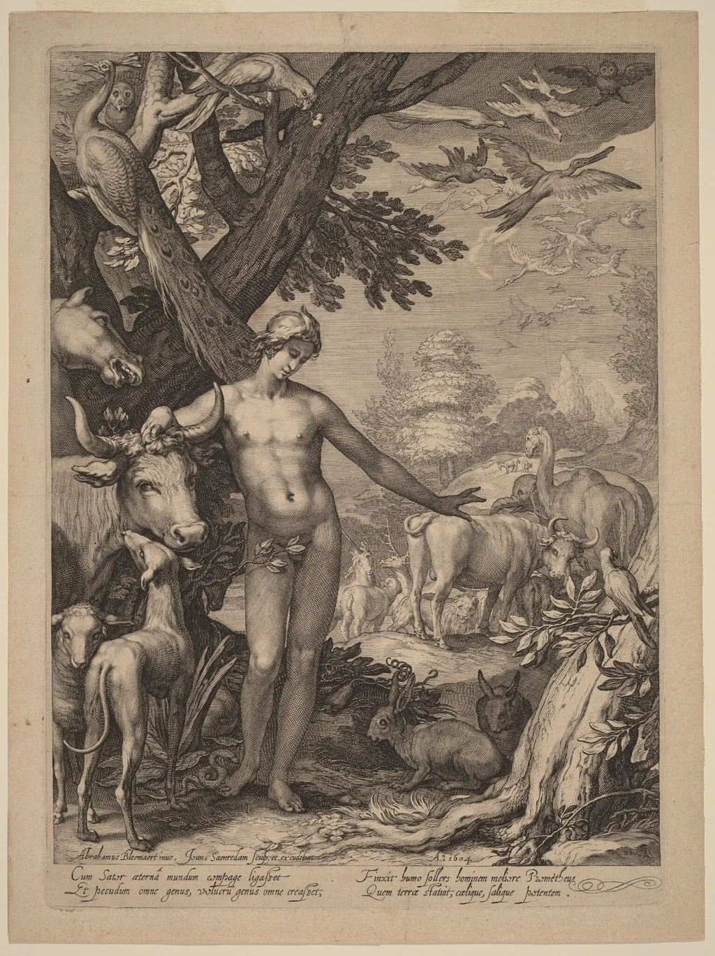 Adam Naming the Animals, by Jan Pietersz Saenredam, ink, 1604