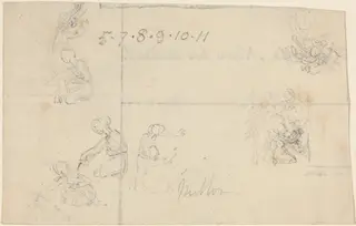 Studies of Women Kneeling, by John Flaxman, graphite, 1790
