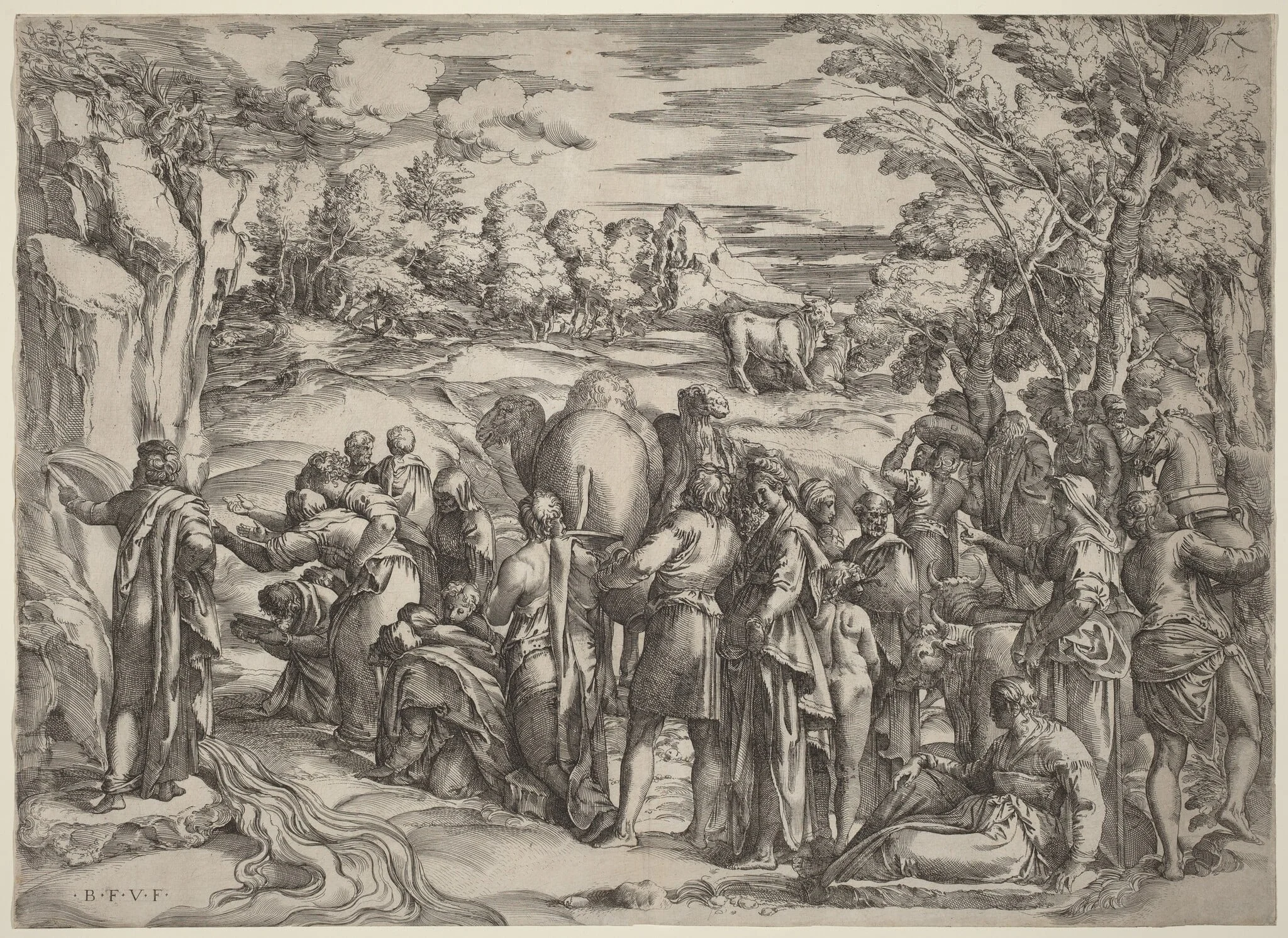 Moses Striking the Rock, detail