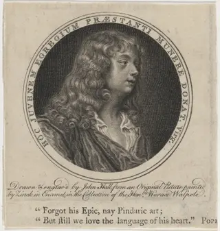 Abraham Cowley, by John Hall, ink, 1768