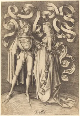 The Knight and the Lady, by Israhel van Meckenem, ink, 1499