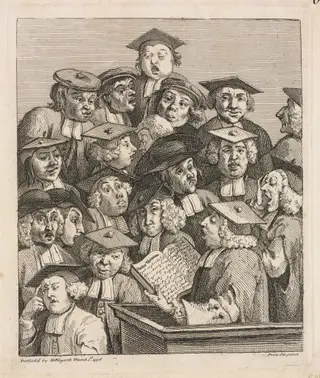 Scholars at a Lecture, by William Hogarth, 1736
