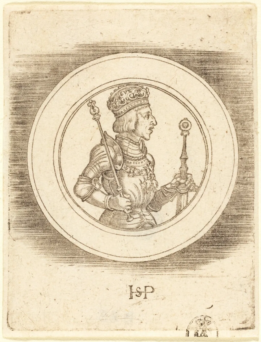 Medal of King Ferdinand of Hungary and Bohemia, by Sebald Beham, ink, 1530