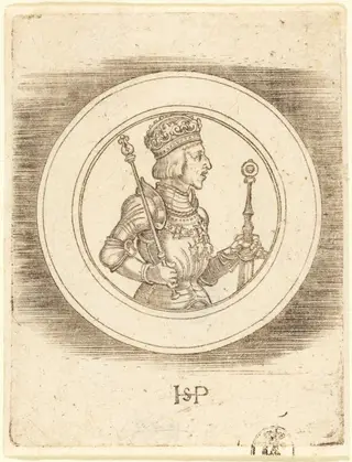 Medal of King Ferdinand of Hungary and Bohemia, by Sebald Beham, ink, 1530
