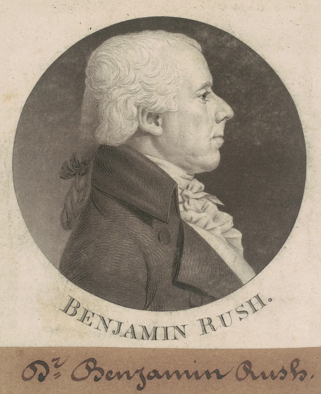 Benjamin Rush, by Charles B. J. Févret de Saint-Mémin, ink, 1802