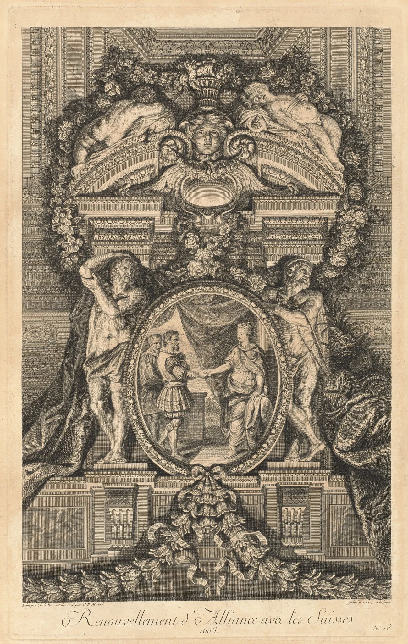 Renouvellement d'Alliance avec les Suisses 1663 (Renewal of Alliance with the Swiss 1663) [pl. 18], detail