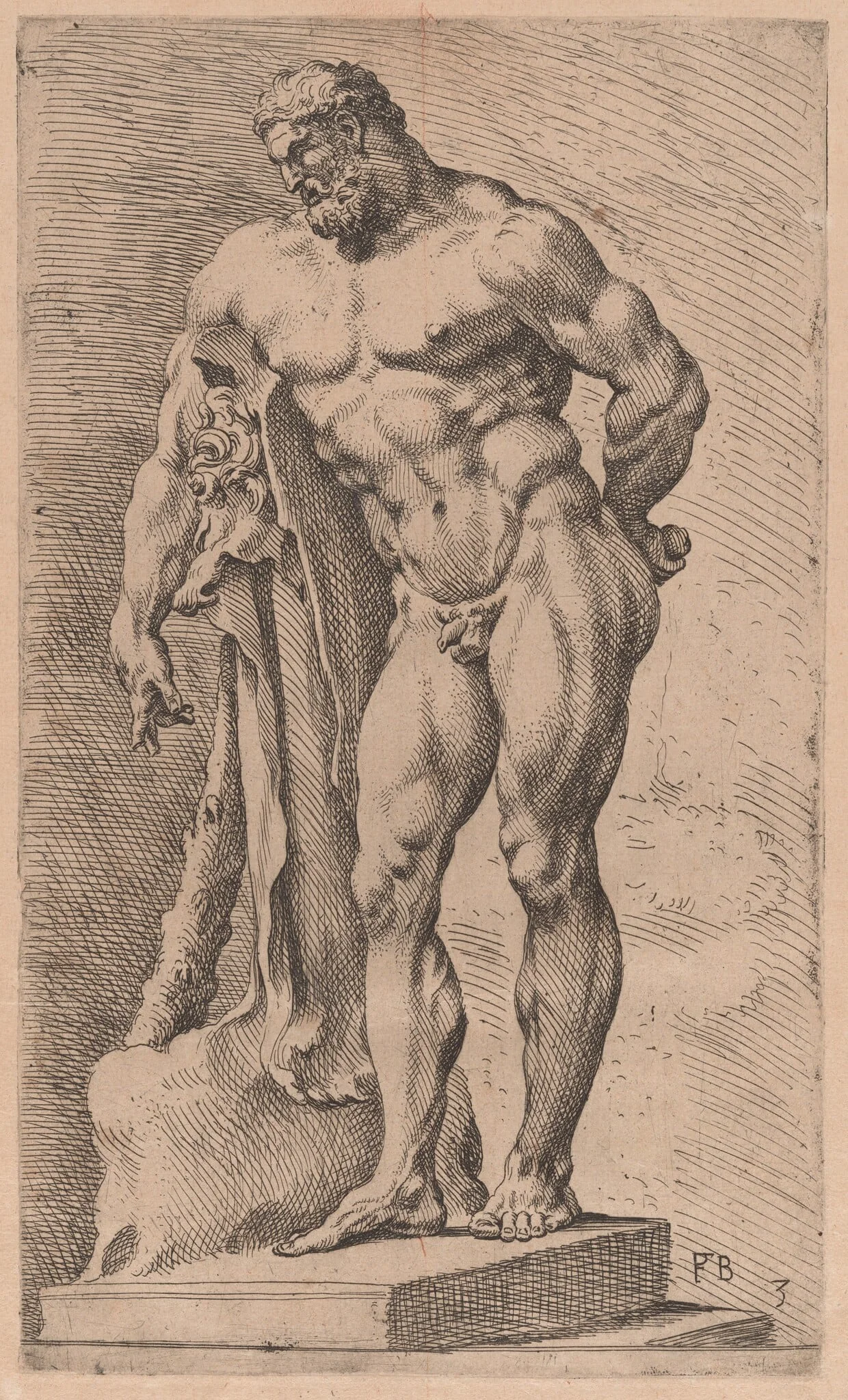 The Farnese Hercules, three-quarter view turned to left [plate 3], detail