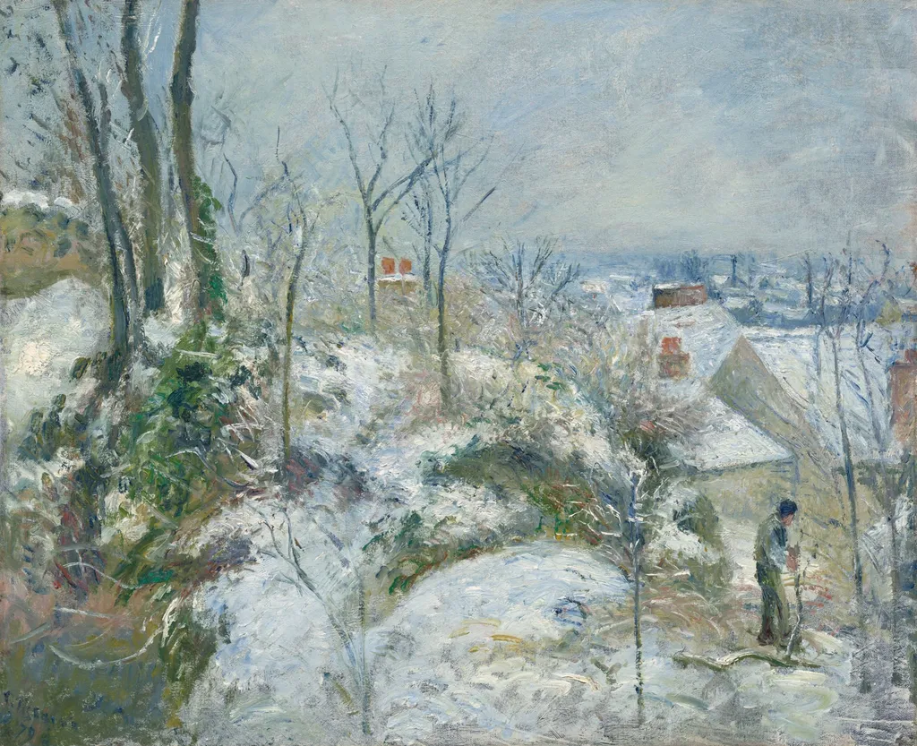Rabbit Warren at Pontoise, Snow, by Camille Pissarro, oil, 1879