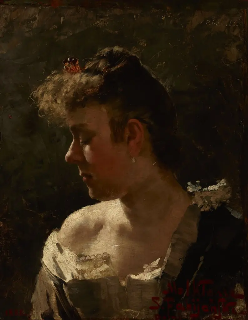 Study of a Woman, by Stanisław Fabijański, oil, 1894