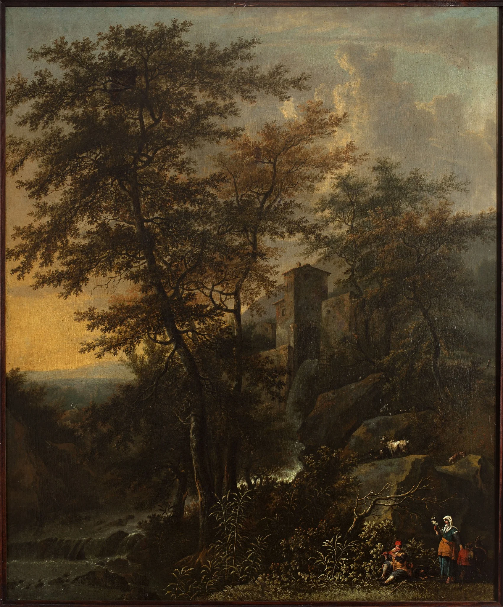 Pastoral landscape with a watermill, detail