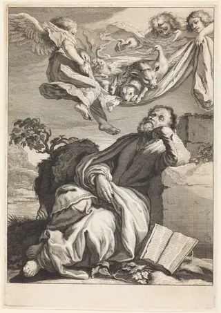 The Dream of Saint Peter, by Jeremias Falck, ink, 1658