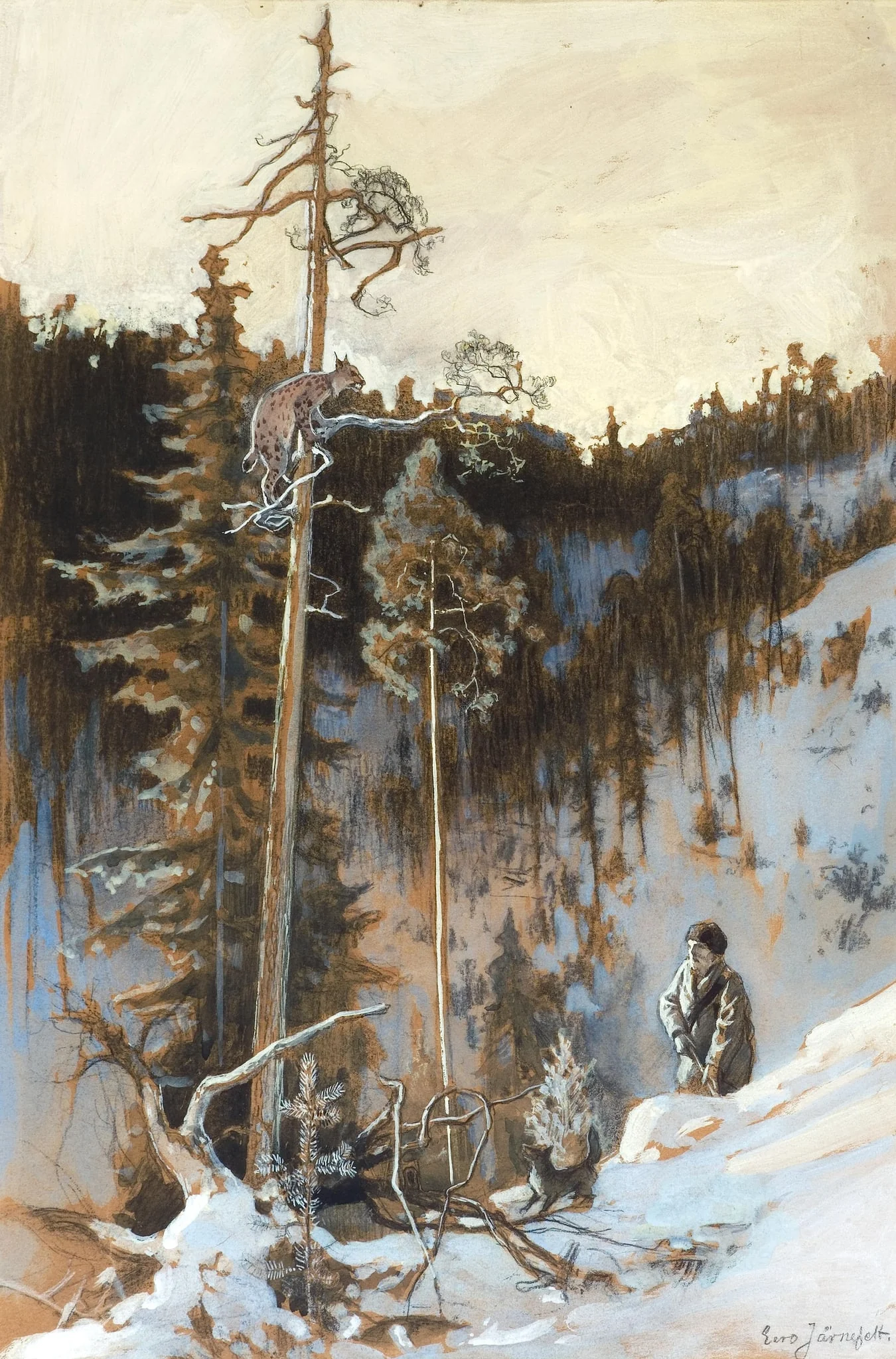 Ilveksen metsästys, detail