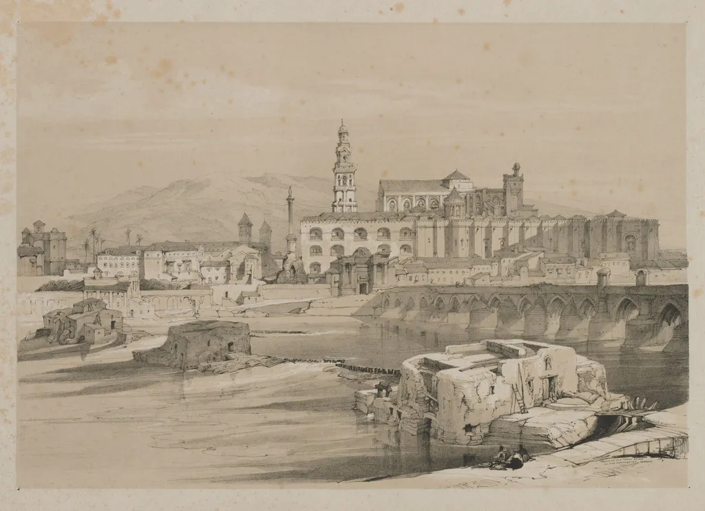 Picturesque Sketches in Spain: Remains of a Roman Bridge on the Guadalquiver, Cordova, by Thomas Shotter Boys, 1837