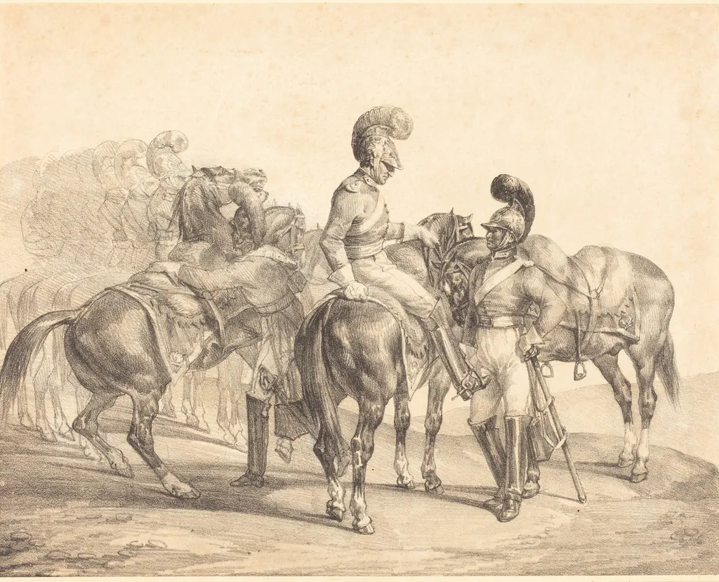 A Party of Life Guards, by Théodore Géricault, ink, 1821