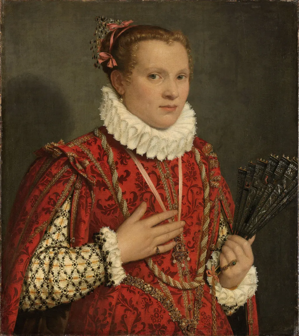 Portrait of a young Woman, by Giovanni Battista Moroni, oil, 1570